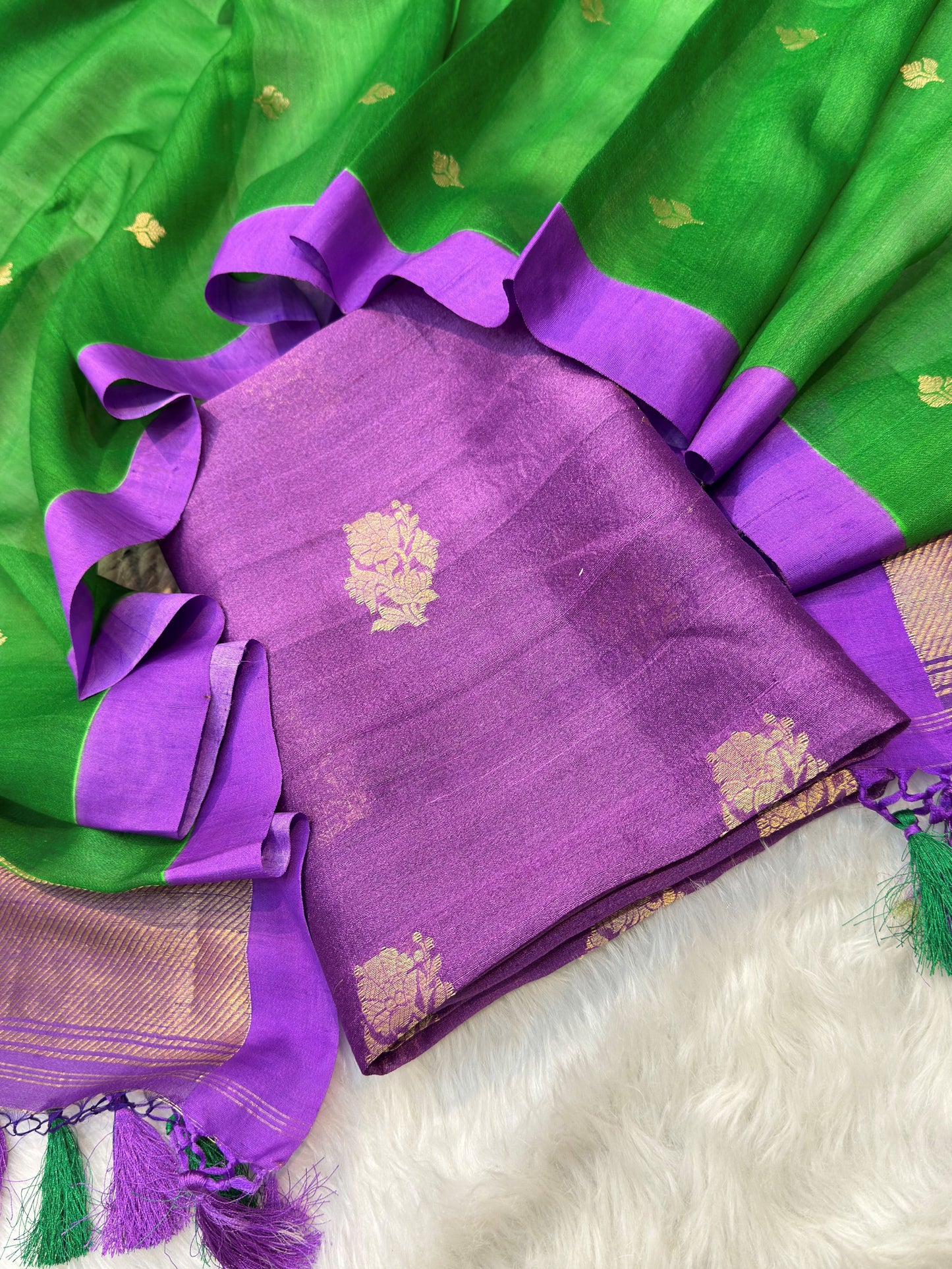 Handwoven Purple Colour Tusser Suit Set