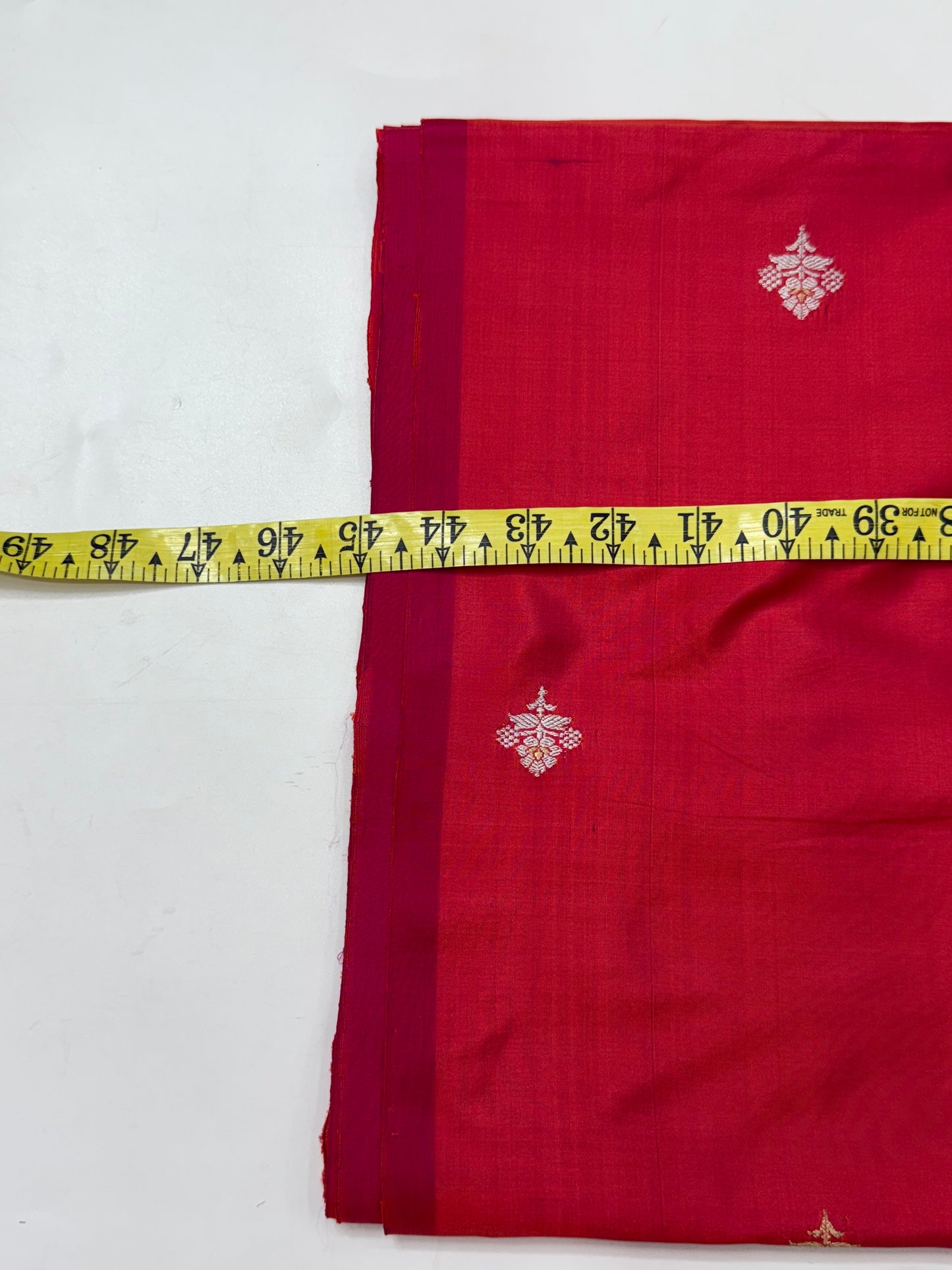 Handwoven Red color Katan Silk Fabrics