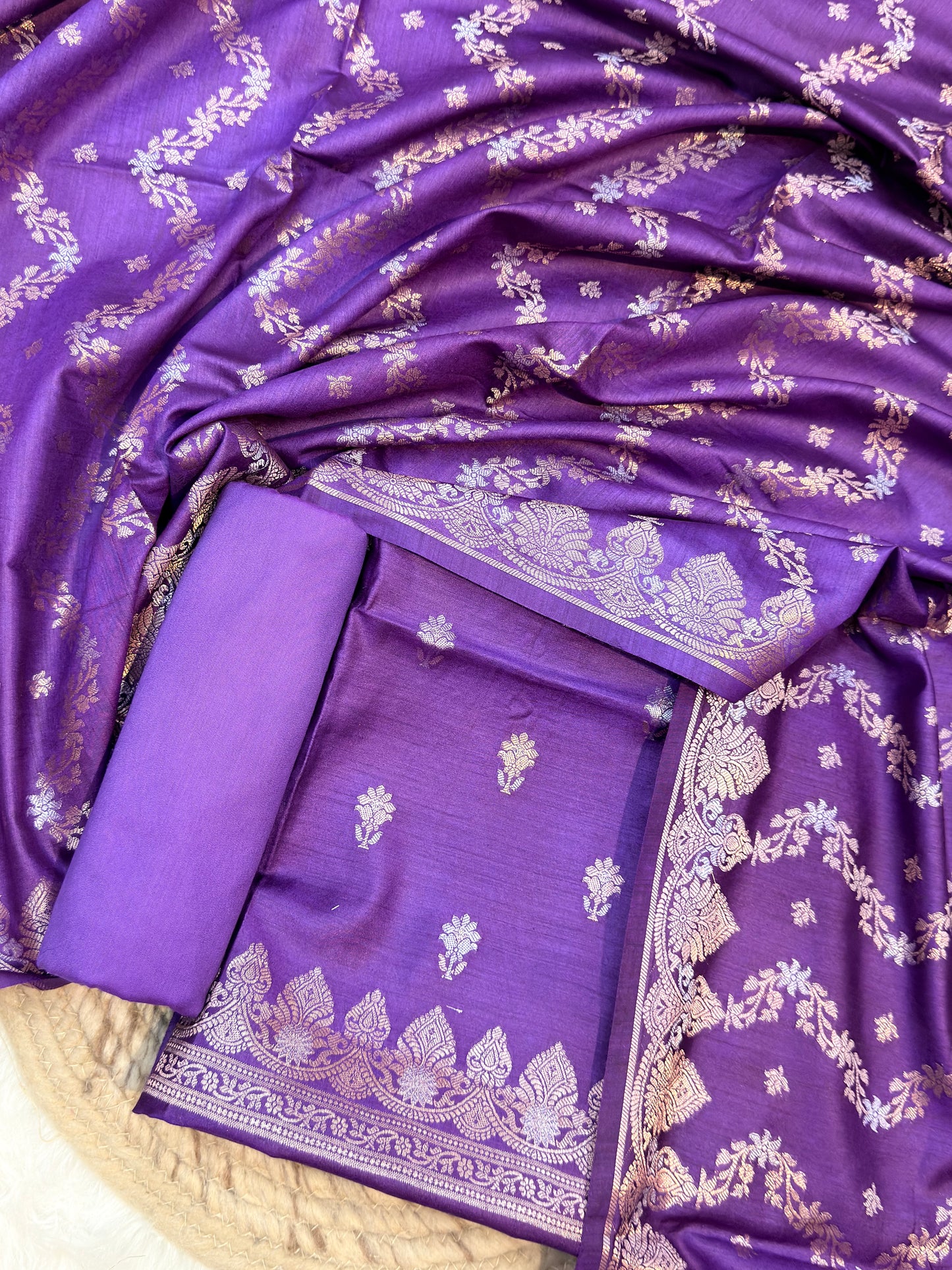 Pure Chinya Silk Purple Colour Suit Set