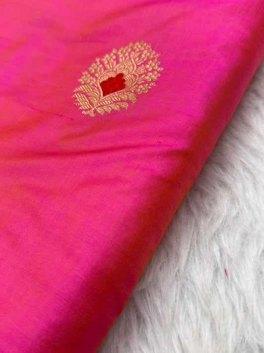 Handwoven Fuchia Pink Colour Katan Silk Fabrics