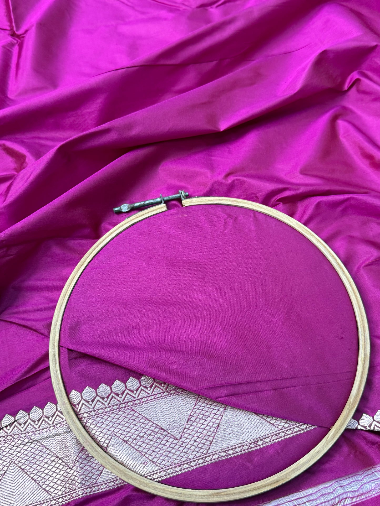 Handwoven Burgendy Color Katan Suit Piece