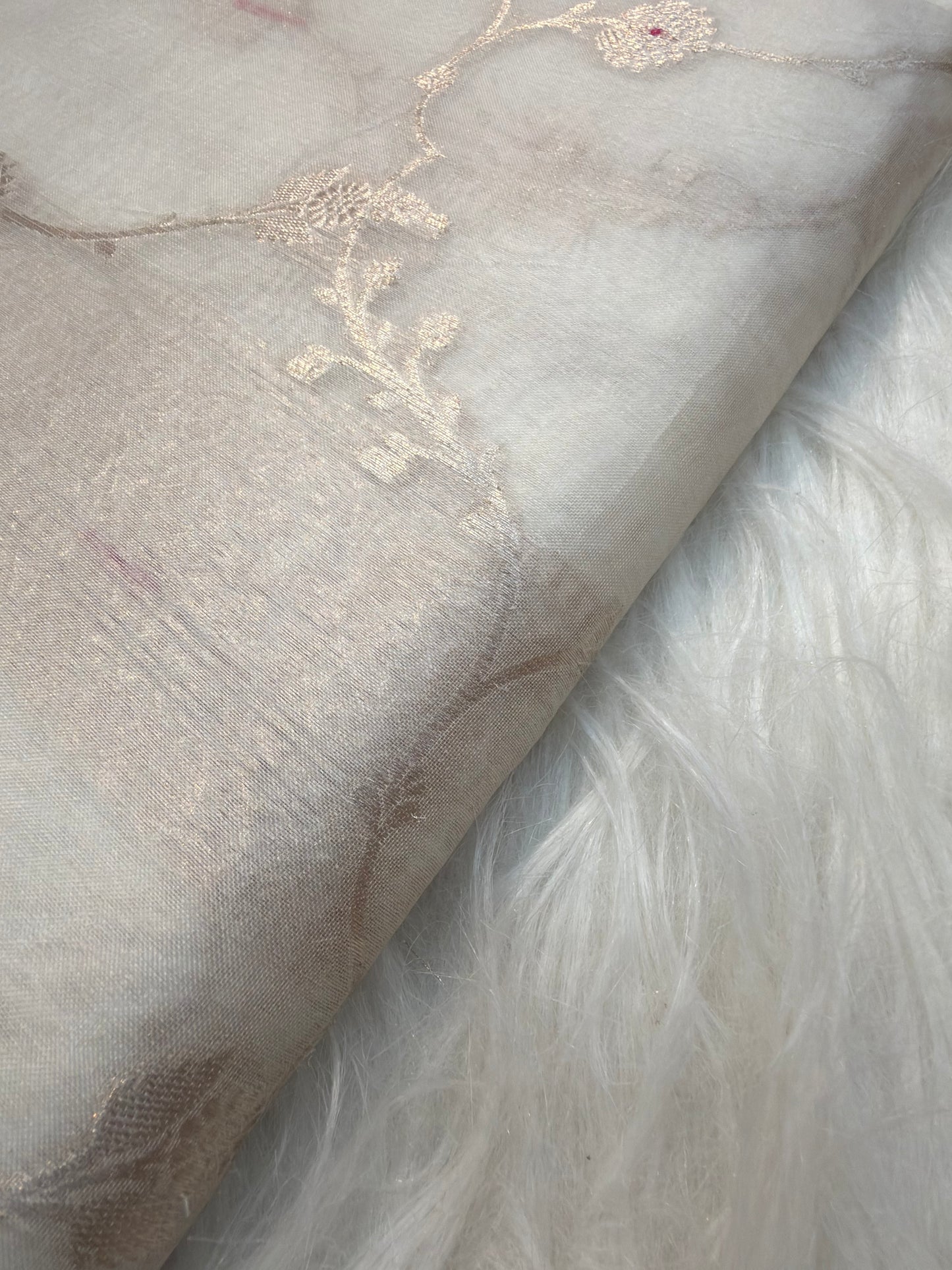 White Colour Pure Organza Silk Fabrics