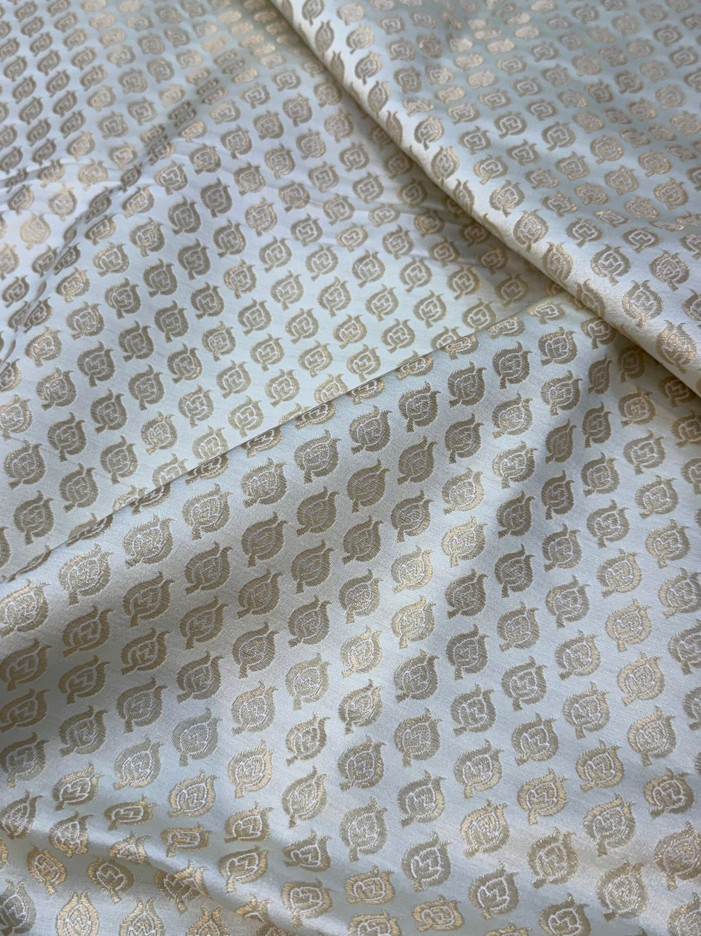 White Color Blended Brocade Fabric