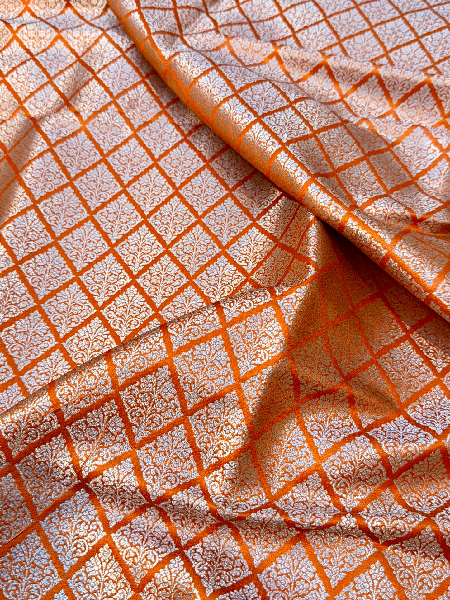 Orange Color Blended Brocade Fabric