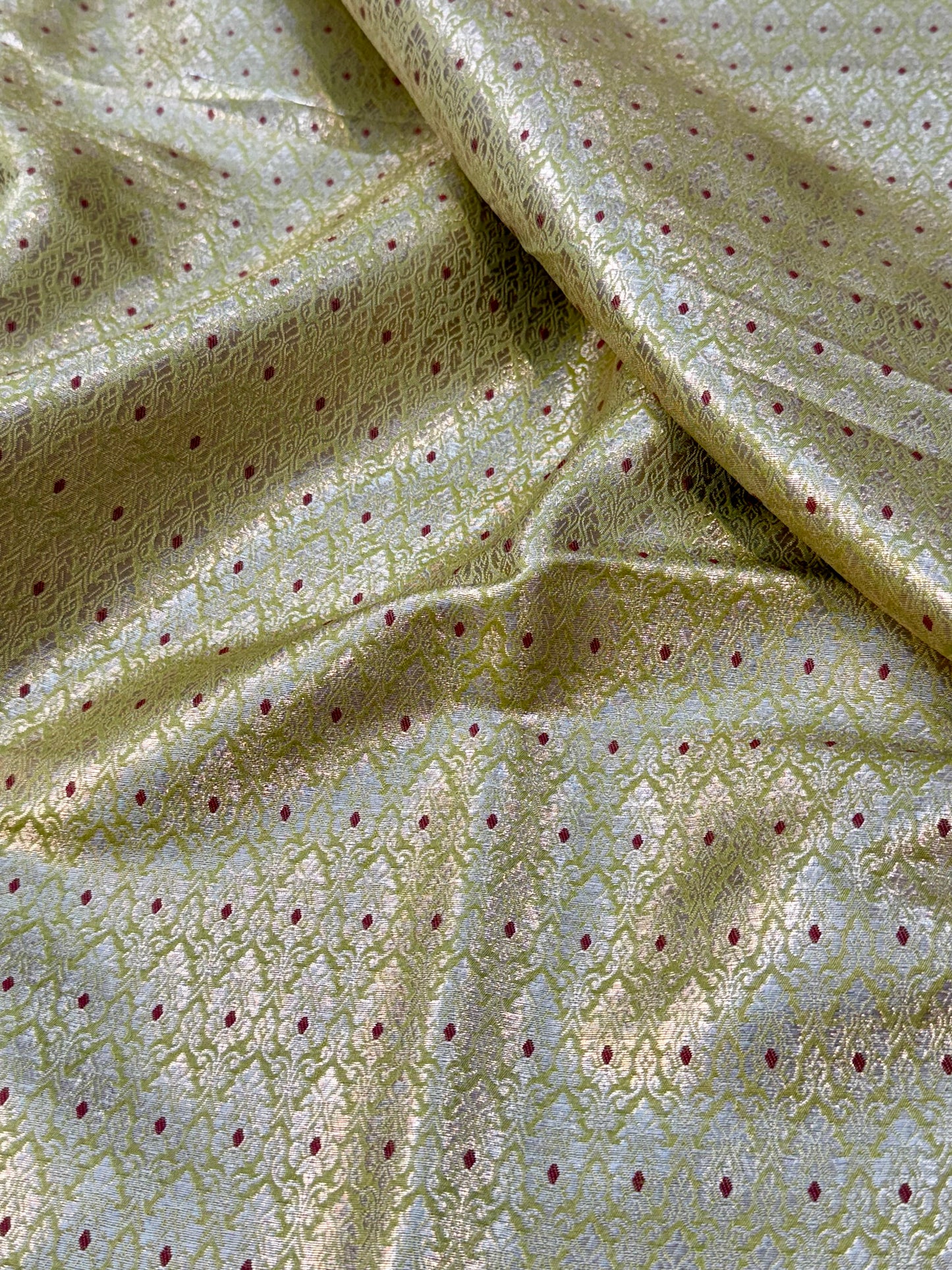 Sea Green Color Blended Brocade Fabric