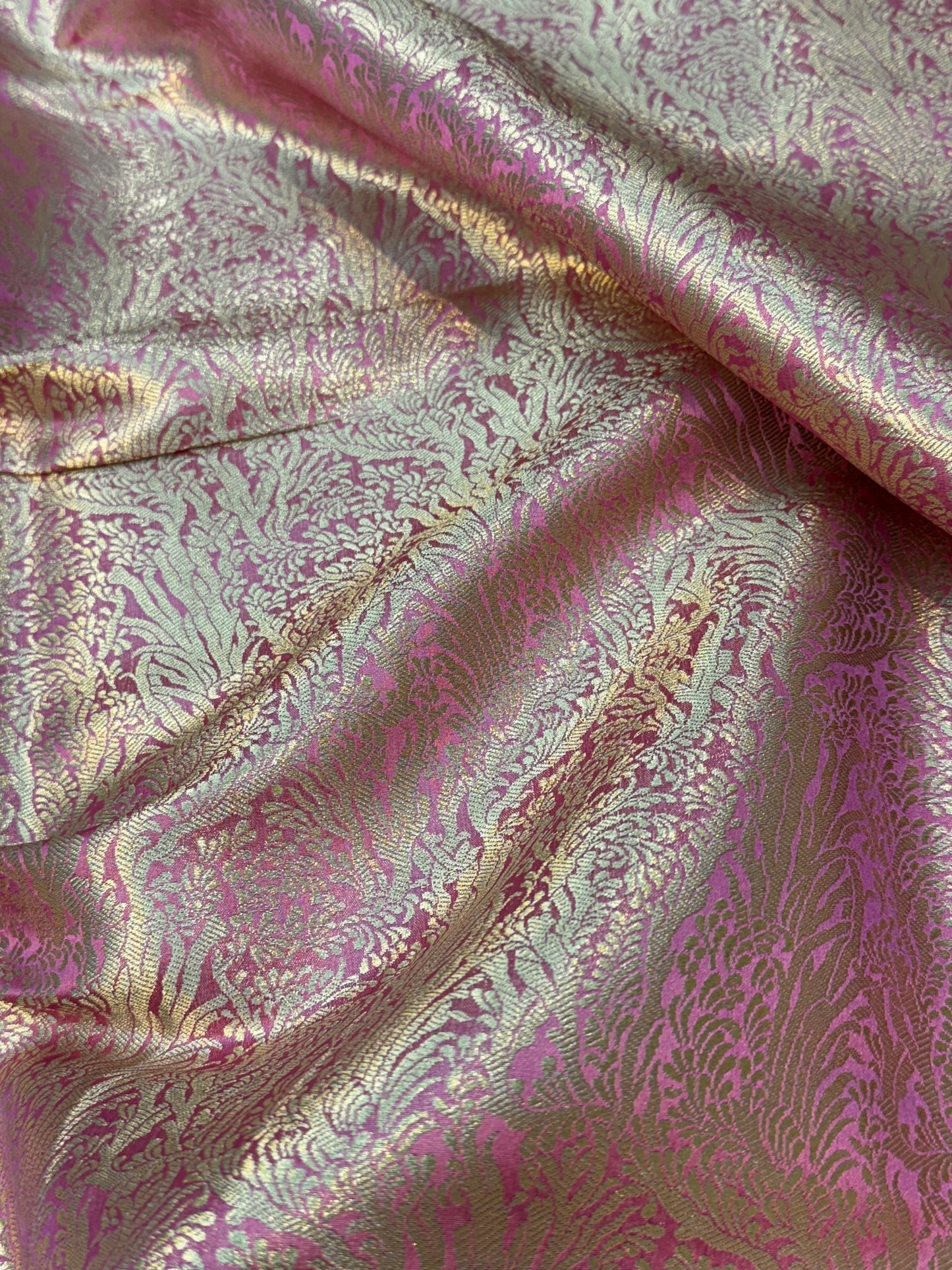 Pink Color Banarasi Brocade Fabric