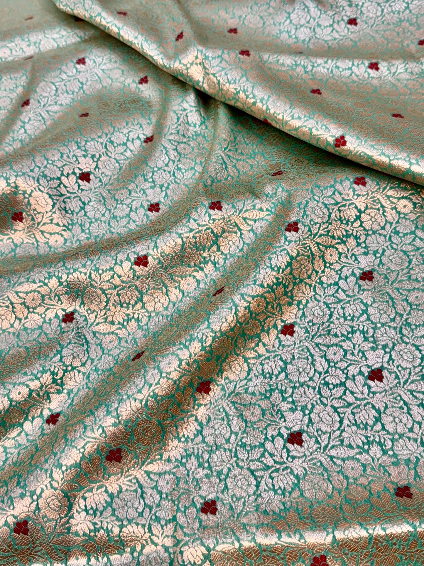 Blue Color Blended Brocade Fabrics