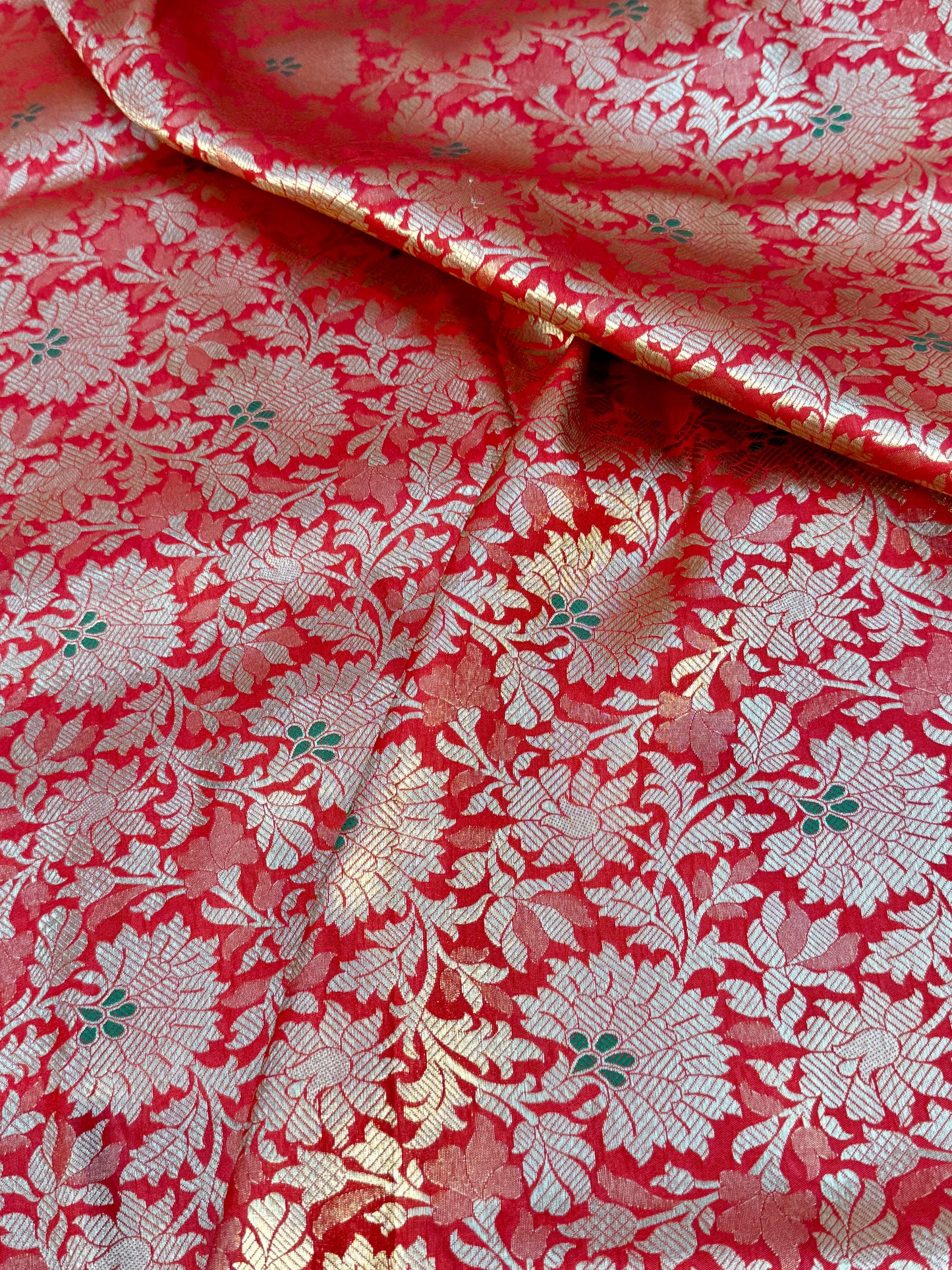 Red Color Blended brocade Fabric