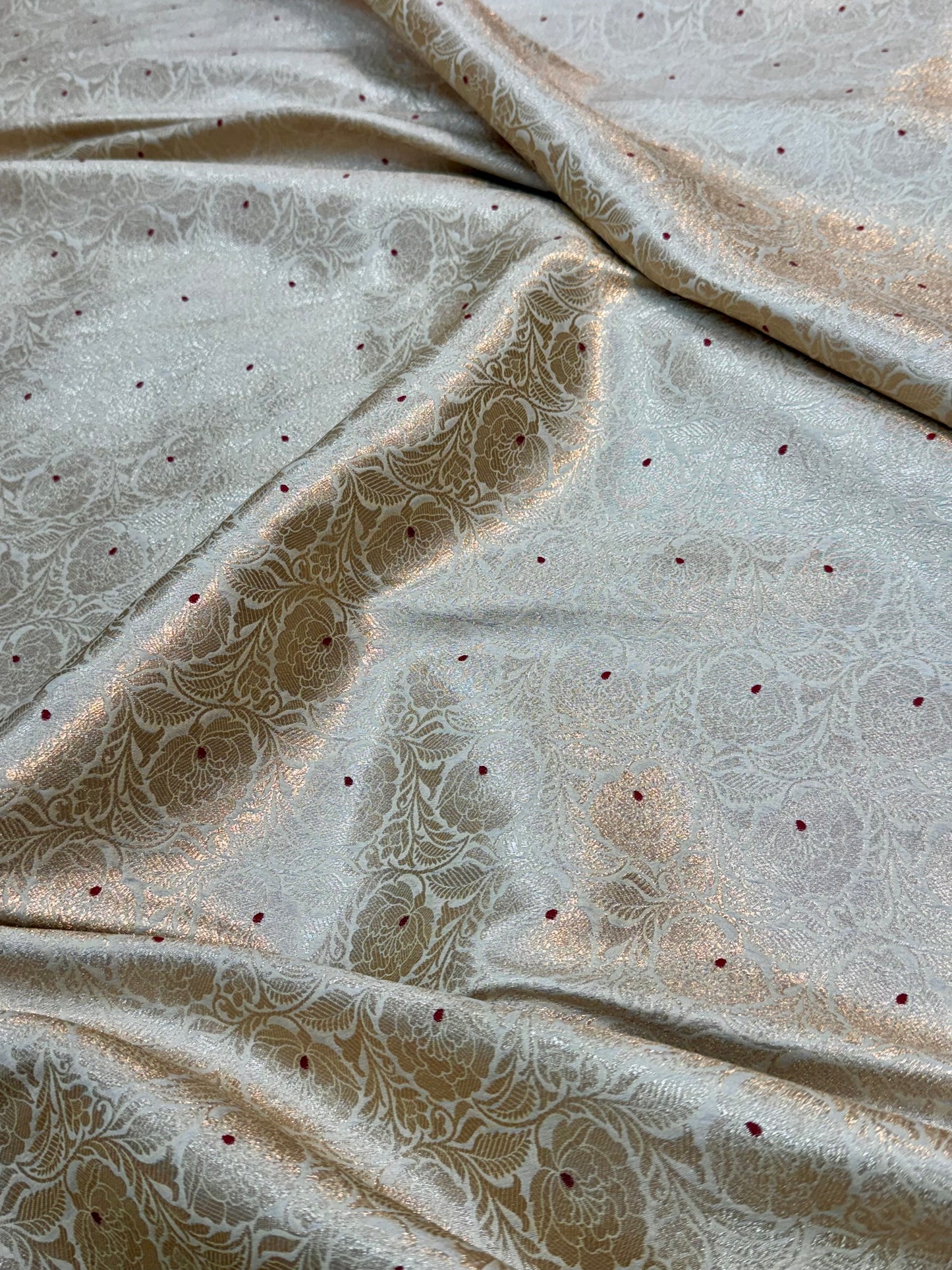 Ivory Color Banarasi Brocade Fabric