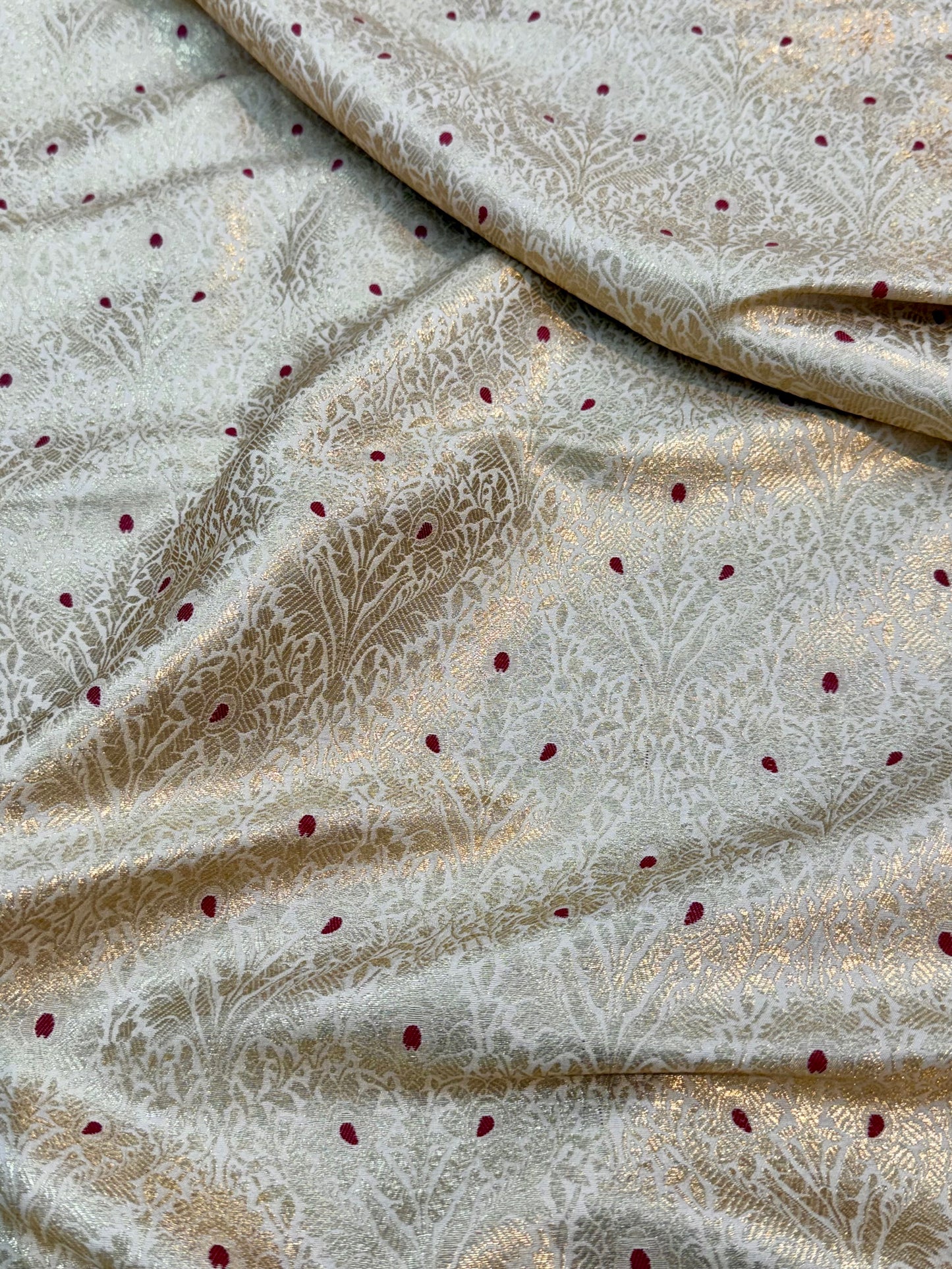 Ivory Color Blended Brocade Fabrics