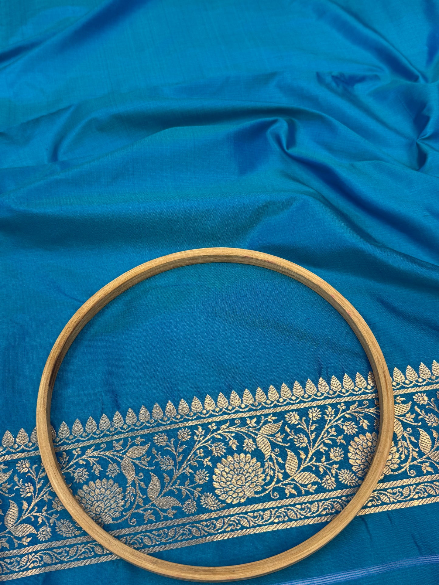 Handwoven Denim Blue Colour Katan Silk Suit Set