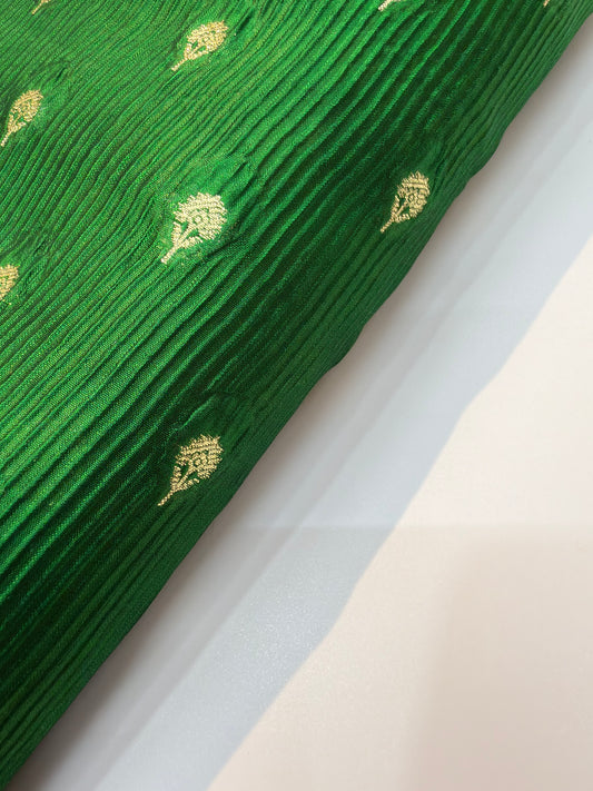 Pure Banarasi Brocade Green Colour Fabrics