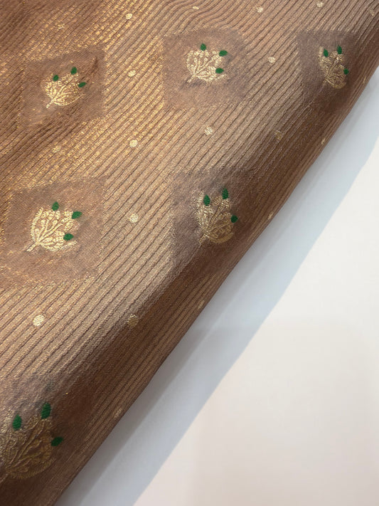 Pure Banarasi Brocade Bronze Colour Fabrics