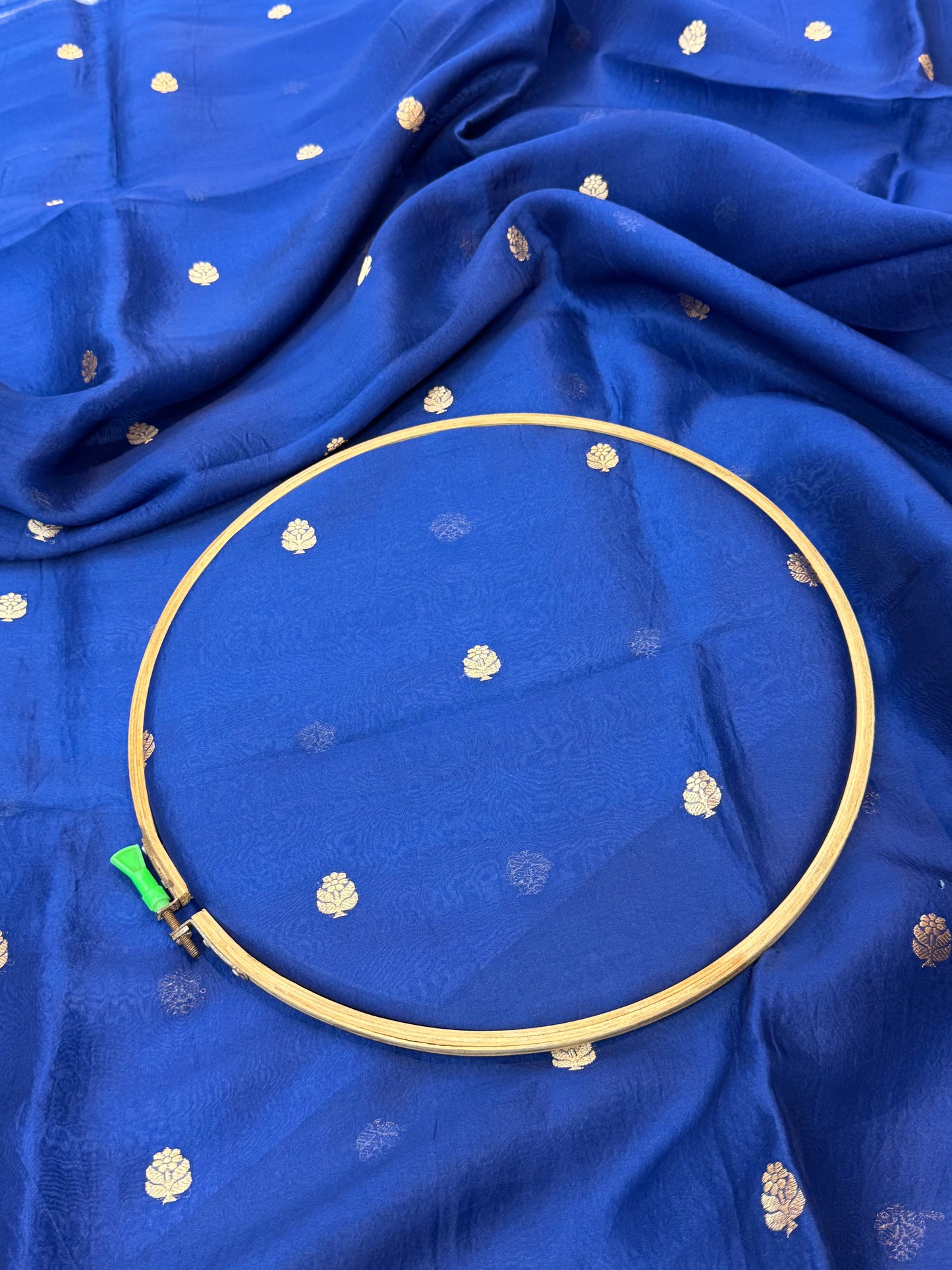 Handwoven German Blue Colour Organza Silk Suit Set