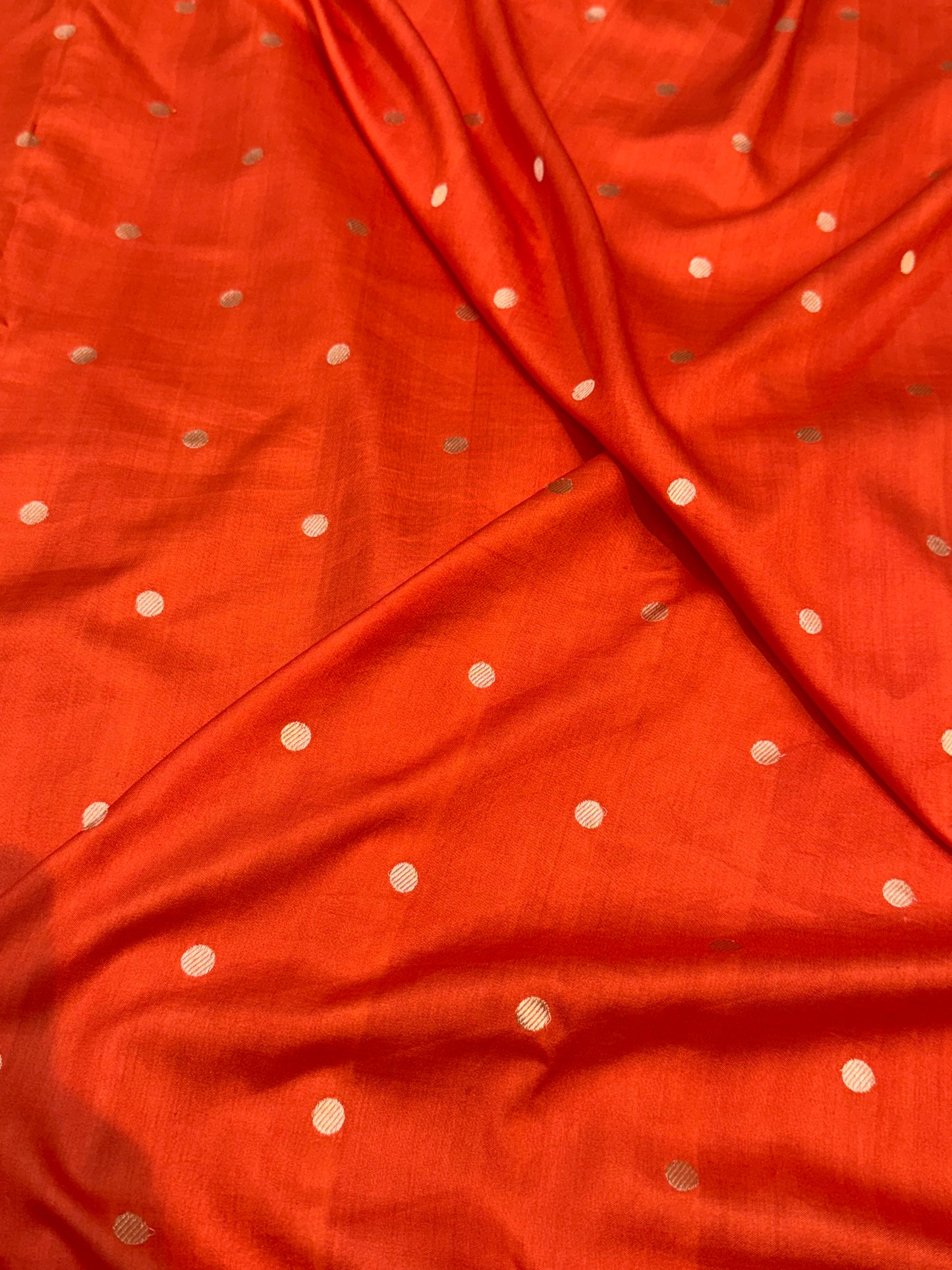 Handwoven Orange Color Chinya Silk Fabric