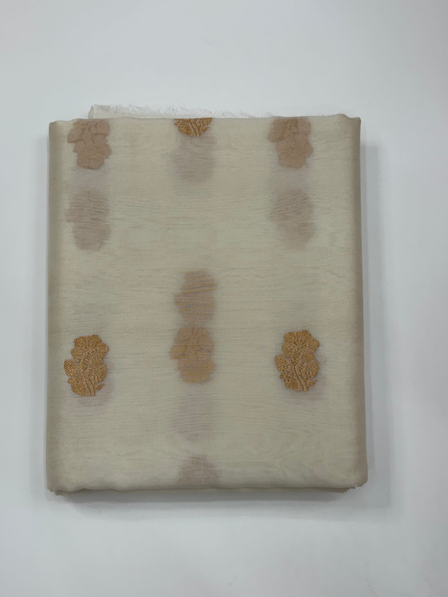 Handwoven White Colour Organza Silk Fabrics