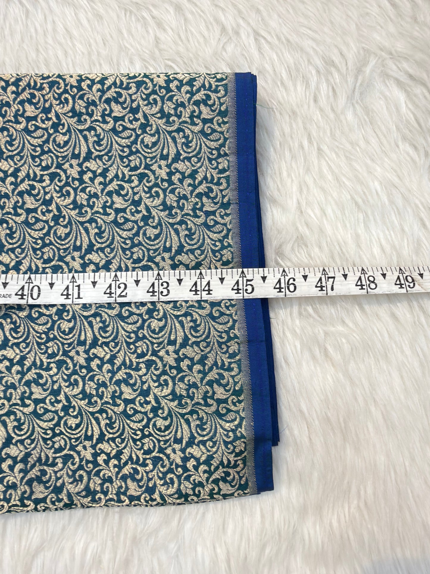 German Blue Colour Blended Brocade Fabrics