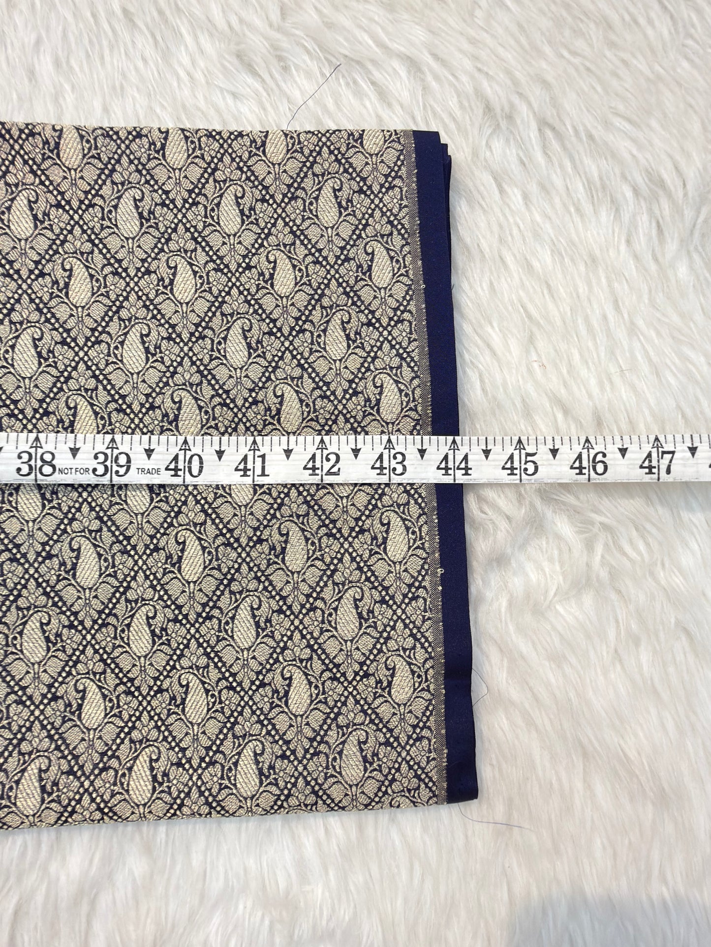 Navy blue Colour Blended Brocade Fabrics