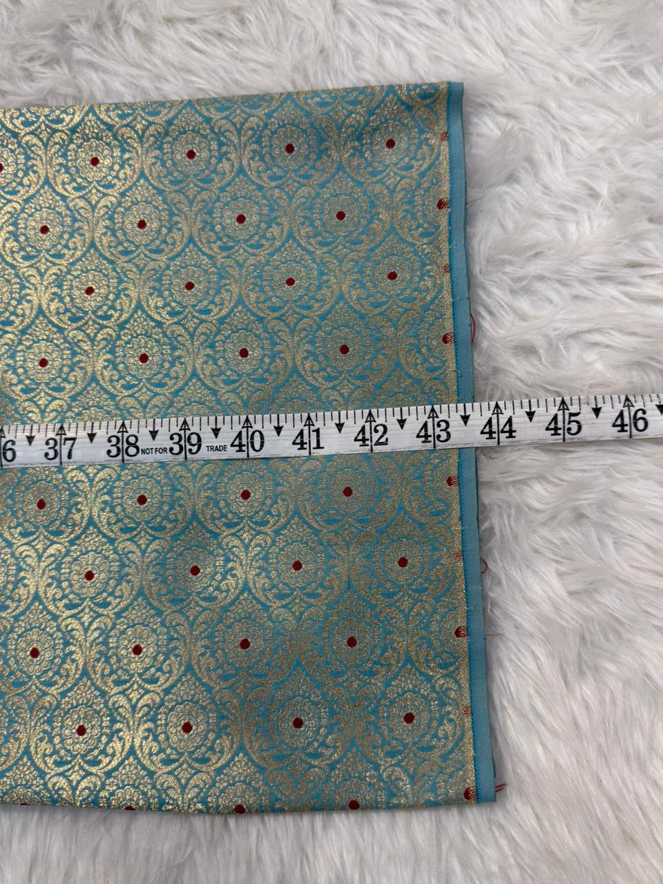 Sky Blue Color Blended Brocade Fabrics