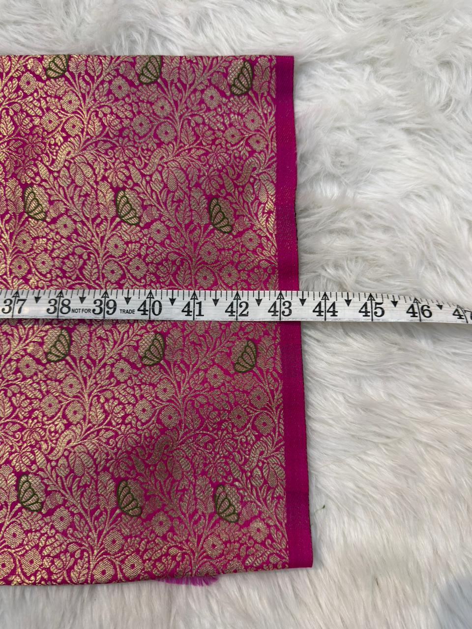 Rani Pink colour Blended Brocade Fabrics