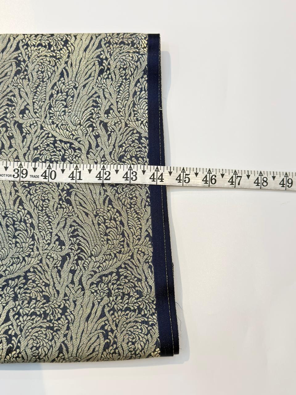 Navy Blue Colour Blended Brocade Fabrics