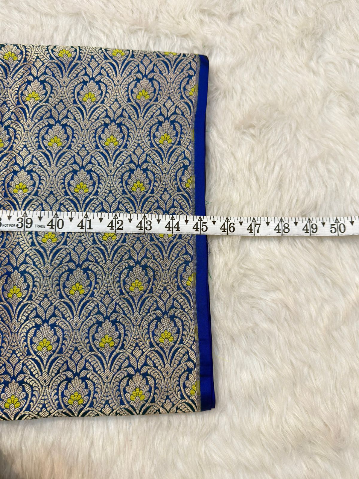 Blue Colour Blended Brocade Fabrics