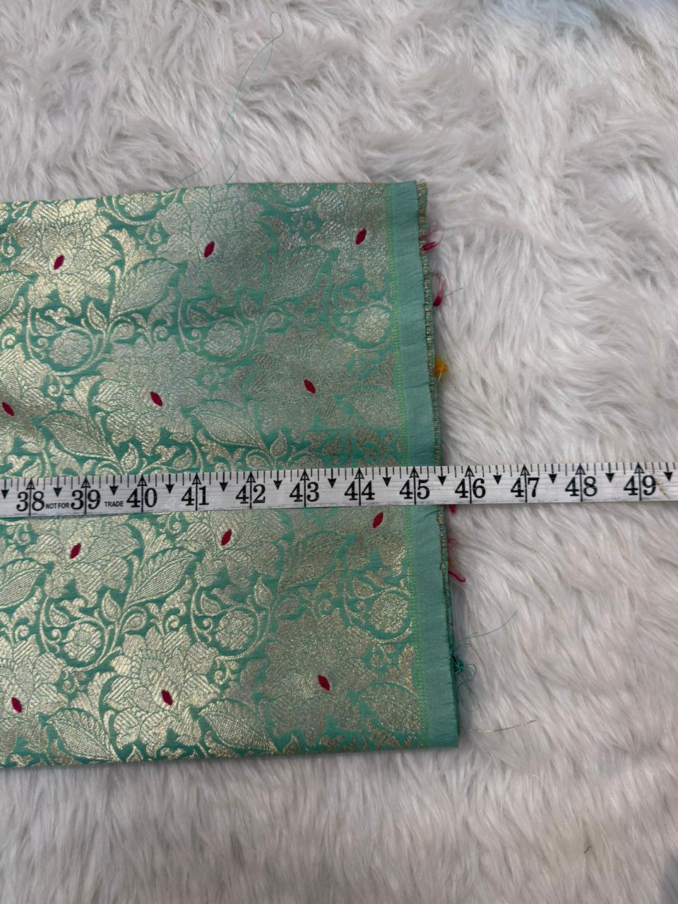 Sea Green Colour Blended Brocade Fabrics