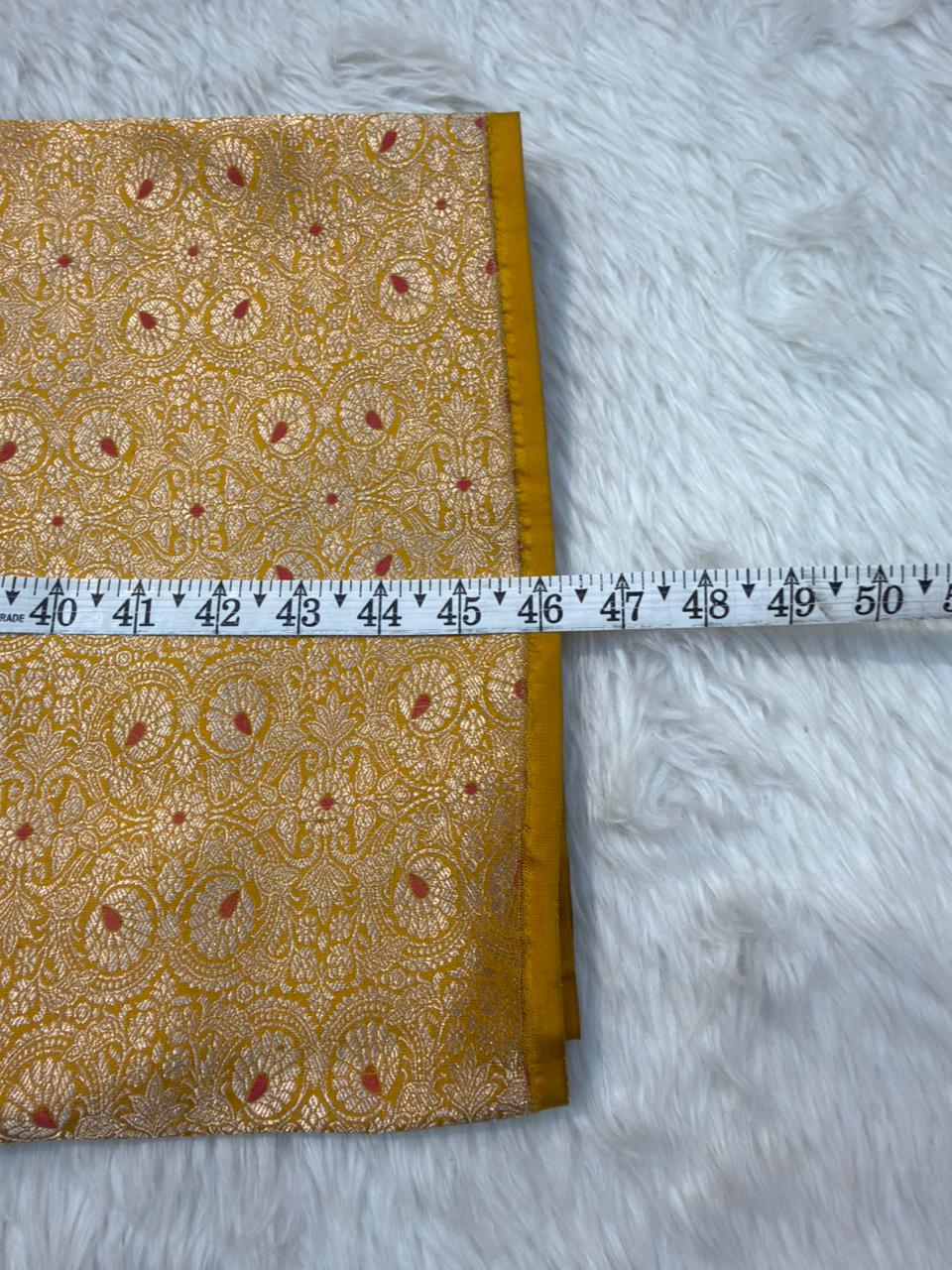 Pure Banarasi Brocade Yellow Colour Fabrics