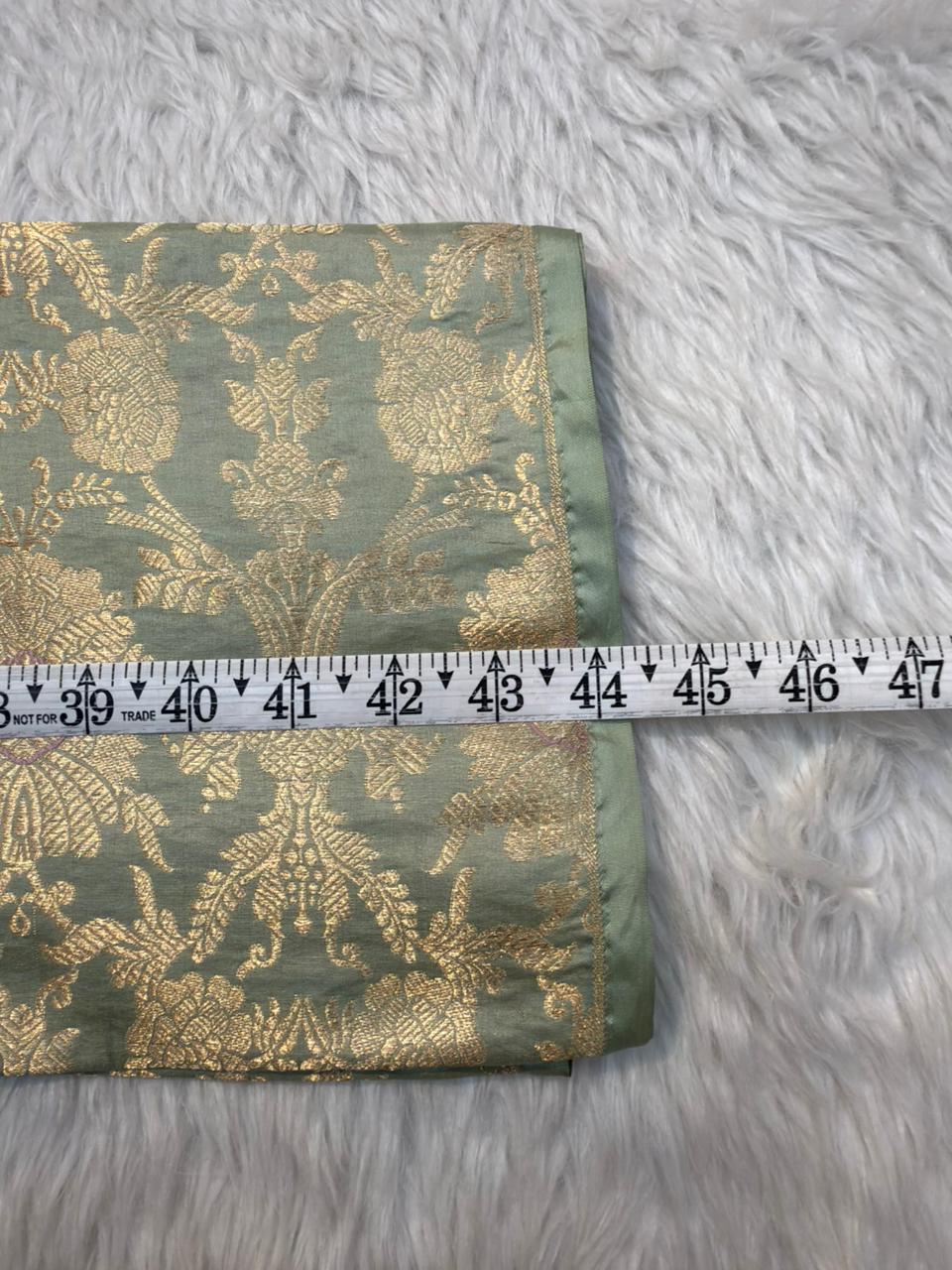 Pure Banarasi Brocade Sea Green Colour Fabrics