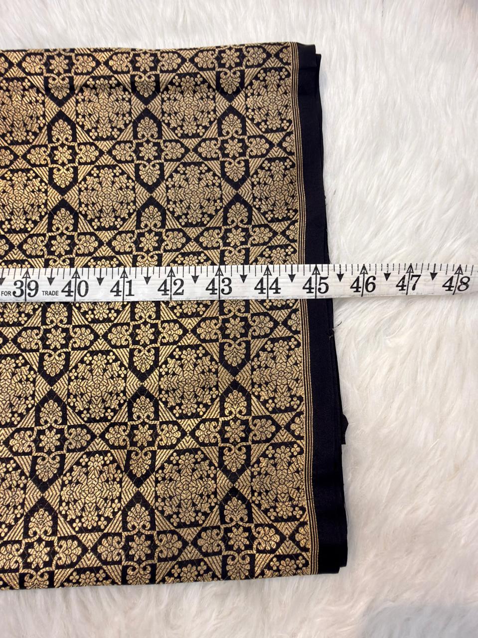 Pure Banarasi Brocade Black Colour Fabrics