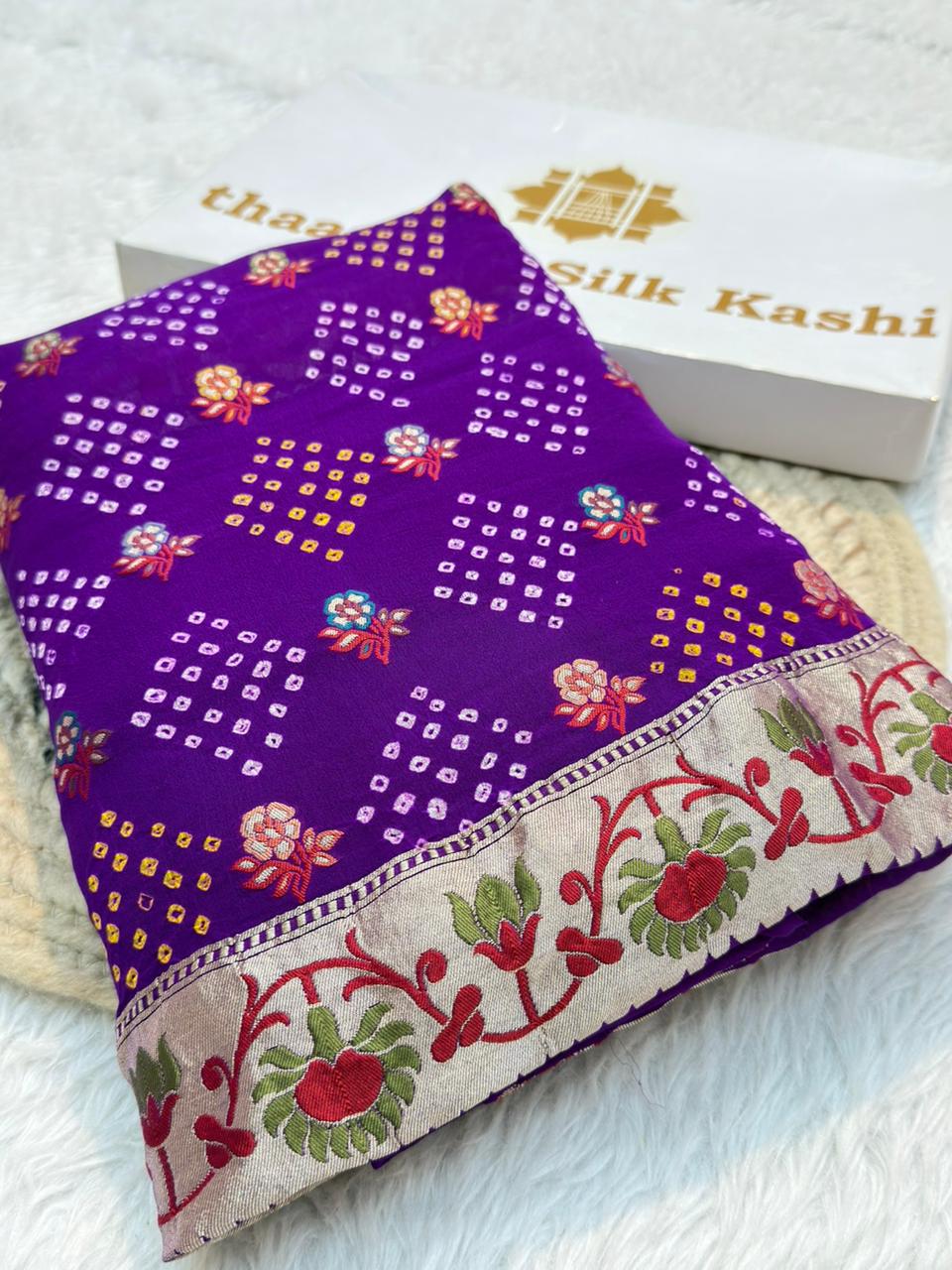 Pure Chiffon Purple Colour Suit Set