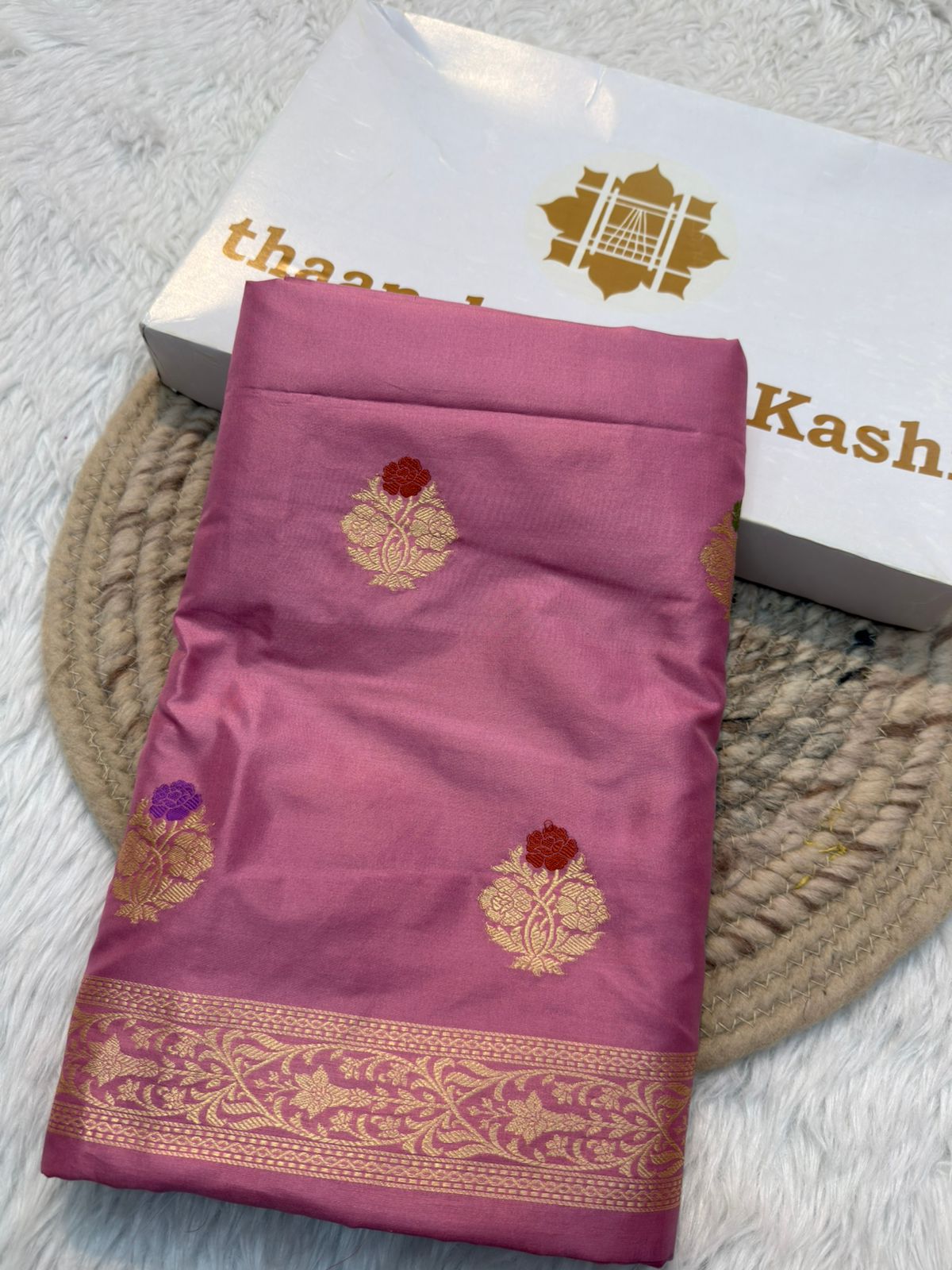 Pure Katan Rose Pink Colour Suit Set