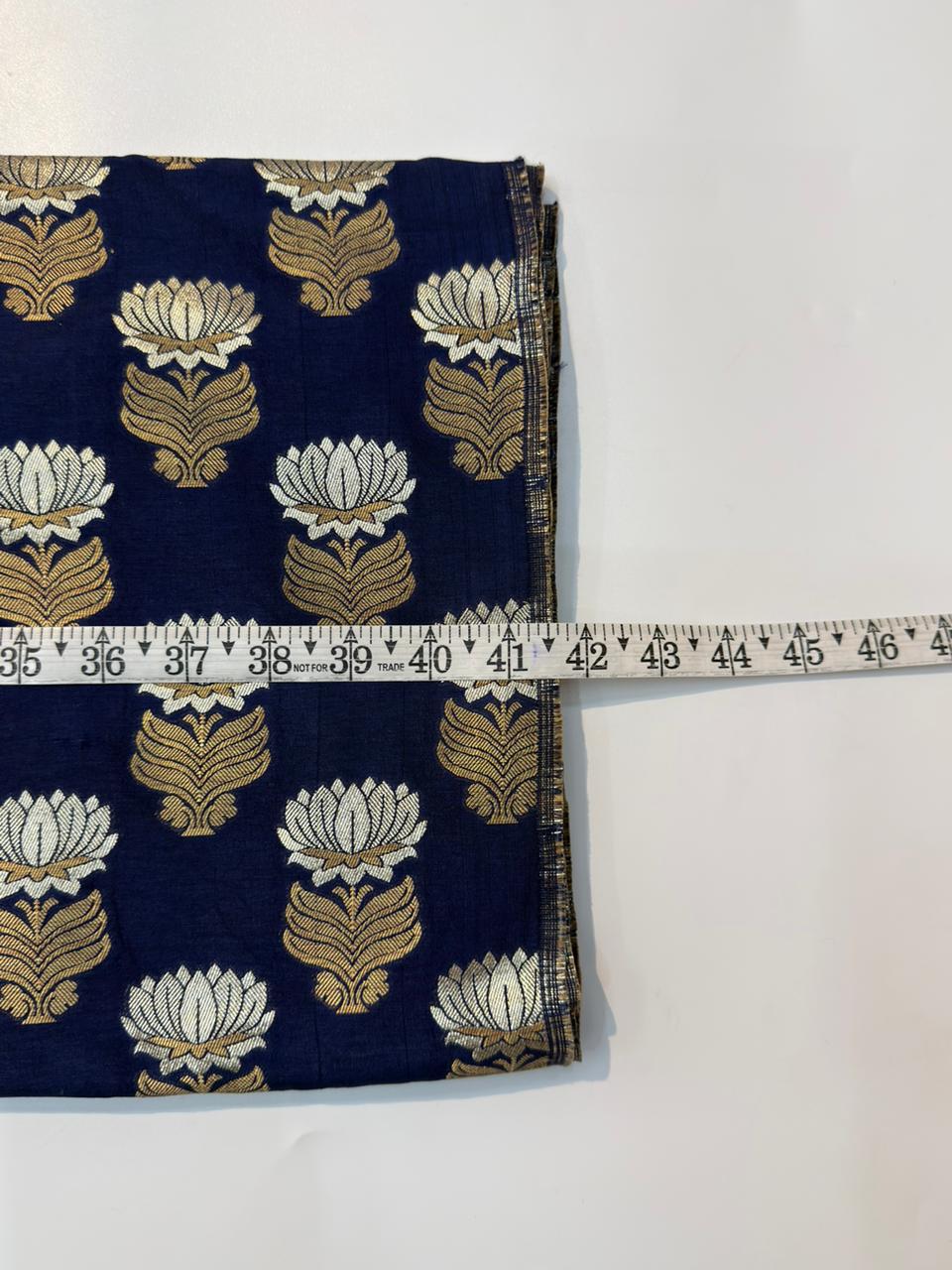 Navy Blue Colour Blended Brocade Fabrics