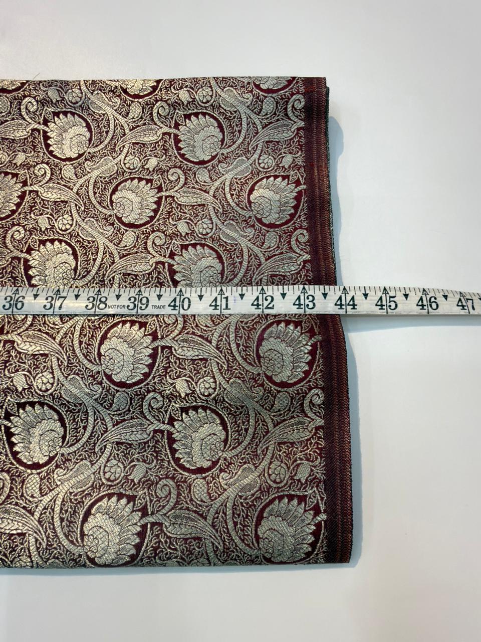 Chocolate Brown Colour Blended Brocade Fabrics