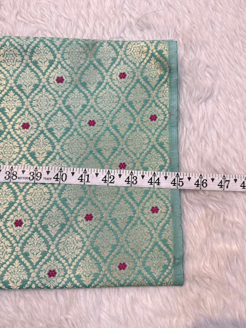 Sea Green Colour Blended Brocade Fabrics