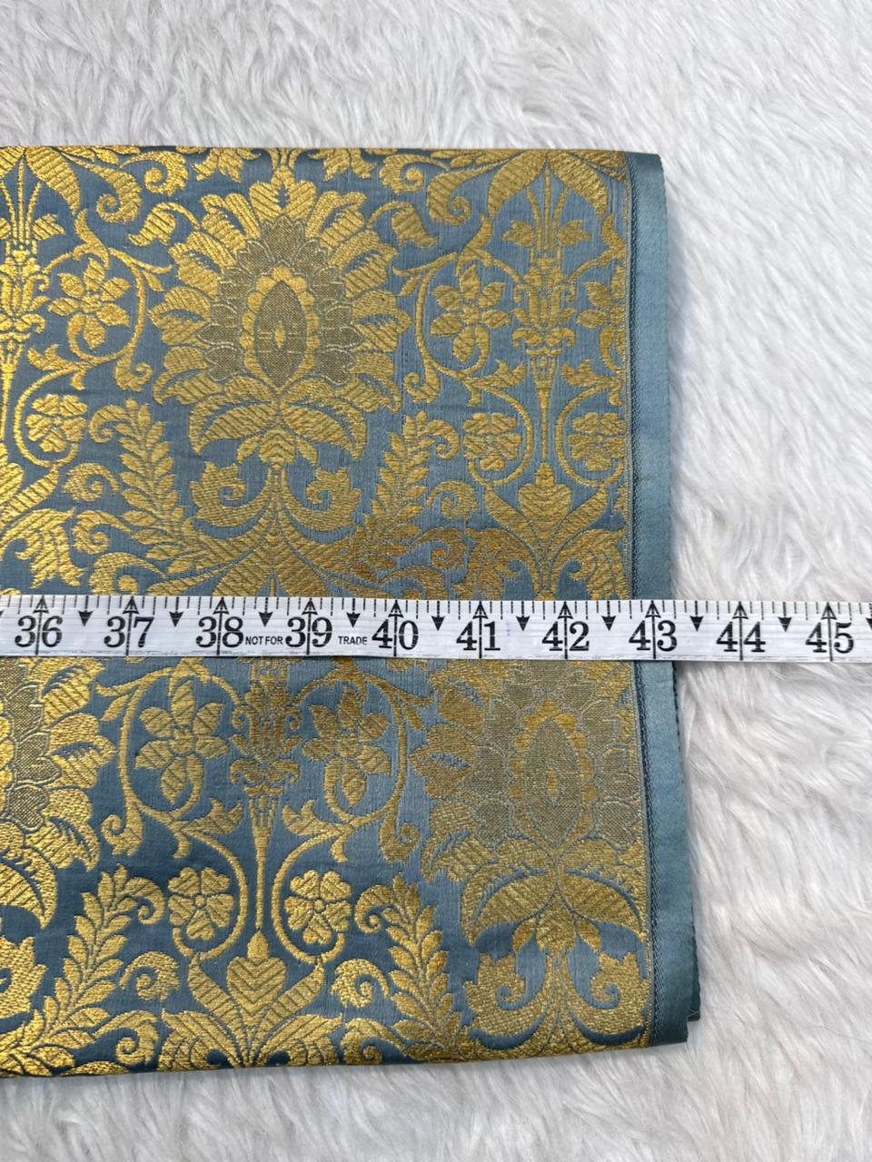 Grayish Blue Colour Blended Brocade Fabrics