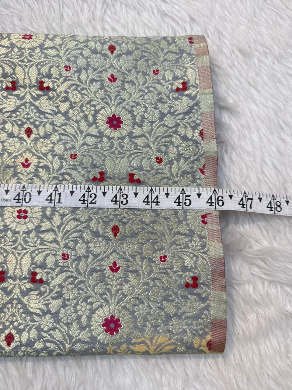 Gray Colour Blended Brocade Fabrics