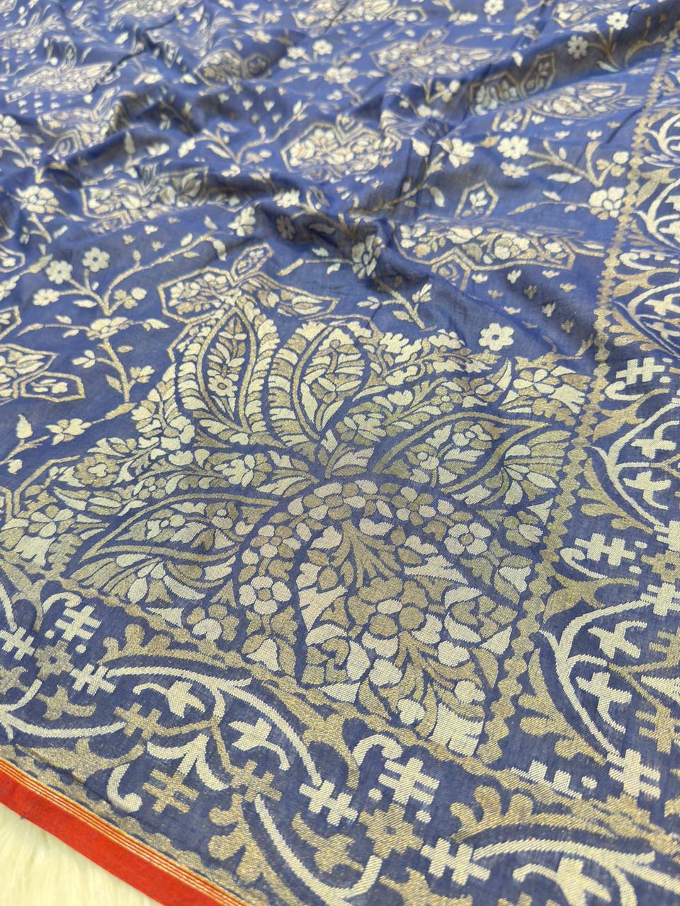 Handwoven Pure Cotton Jamdani Silk Blue Colour Suit Set