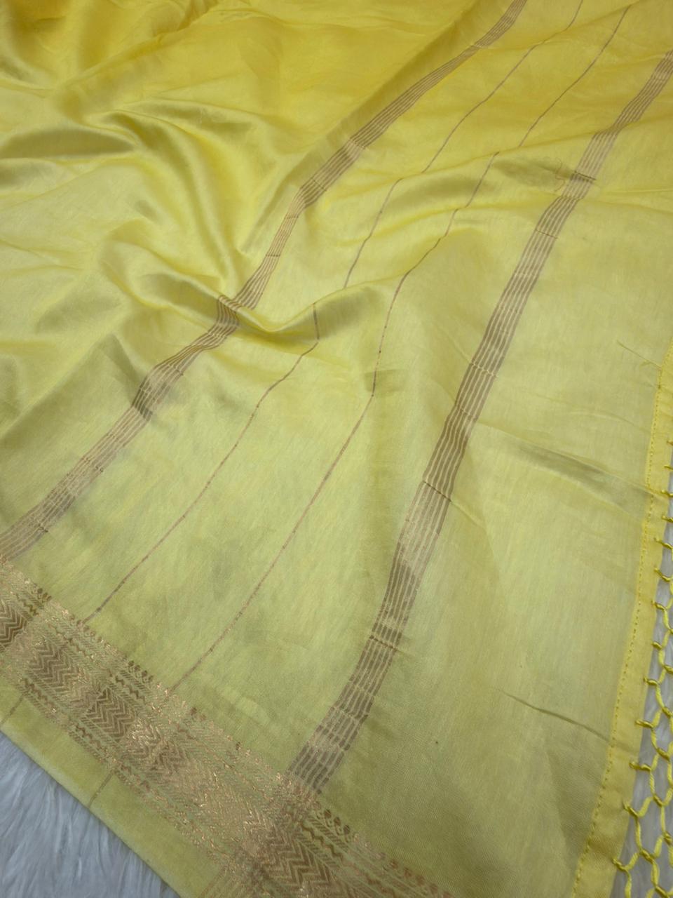 Yellow Colour Chanderi Silk Suit Set
