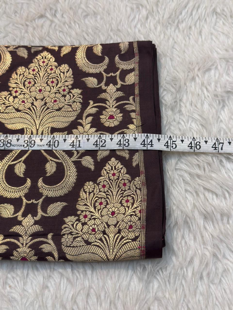 Pure Banarasi Brocade Chocolate Brown Colour Fabrics
