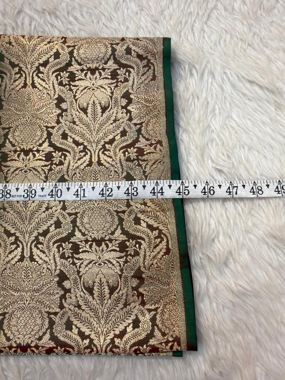 Pure Banarasi Brocade Hillside Green Colour Fabrics