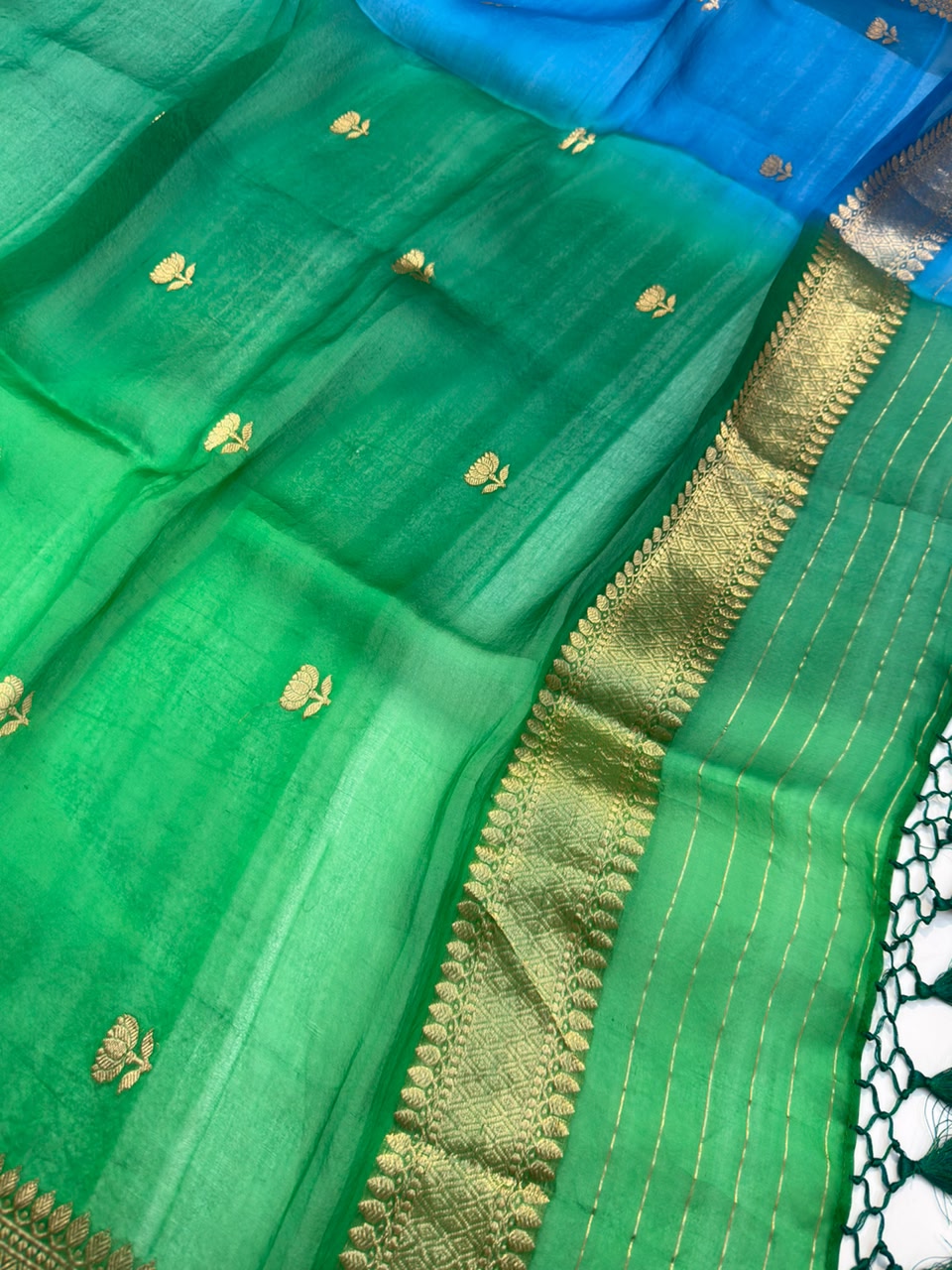 Handwoven Blue Colour Pure Chinya Silk Suit Set