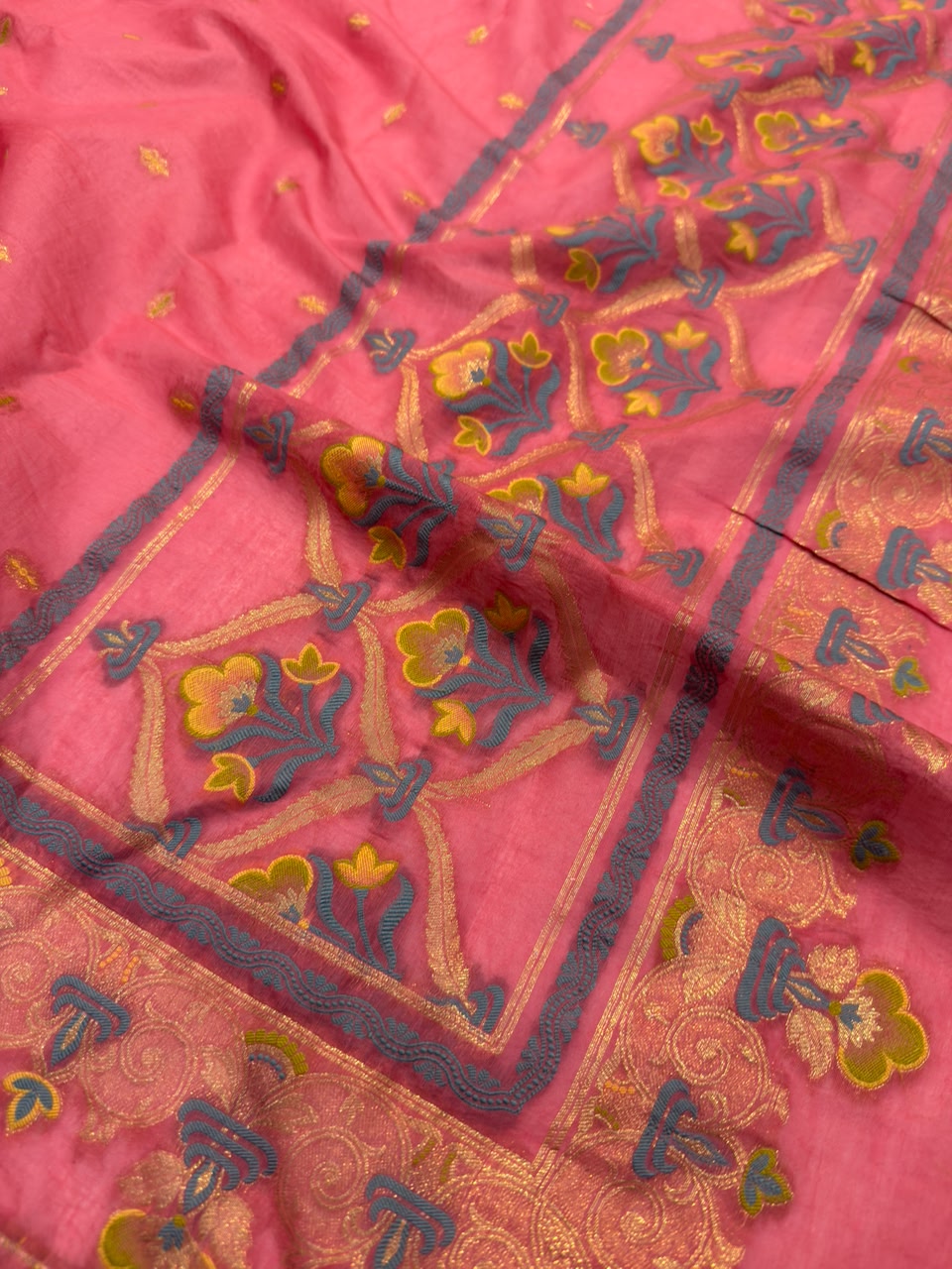 Strawberry Colour Chanderi Silk Suit set
