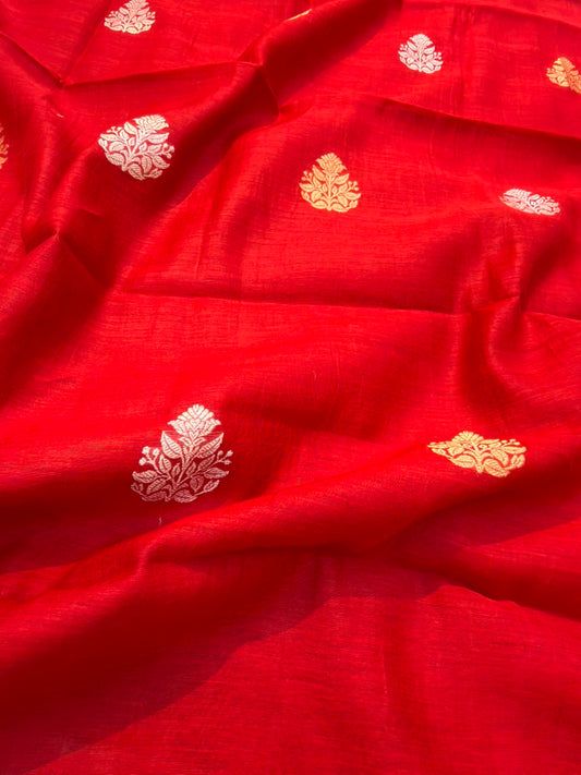 Red Colour Chanderi Silk Suit Set