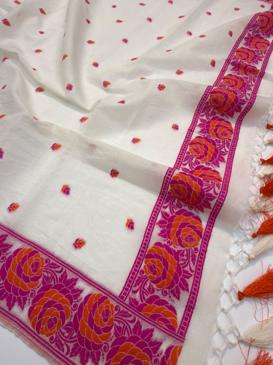 White Colour Chanderi Silk Suit Set