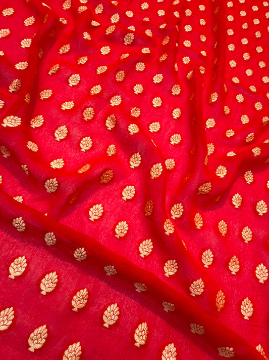 Pure Chiffon Red Colour Suit Set