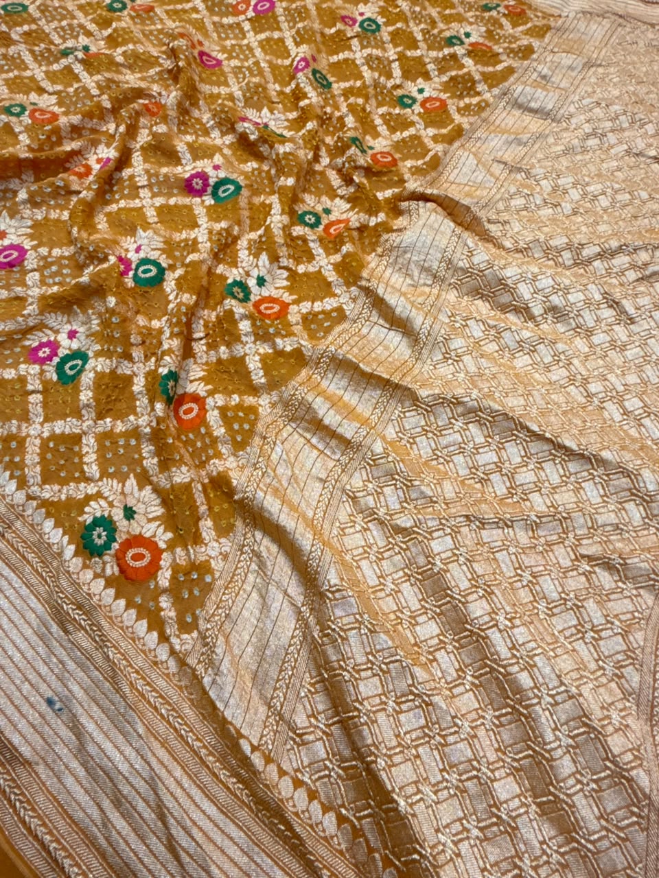 Pure Chiffon Mustard Colour Suit Set