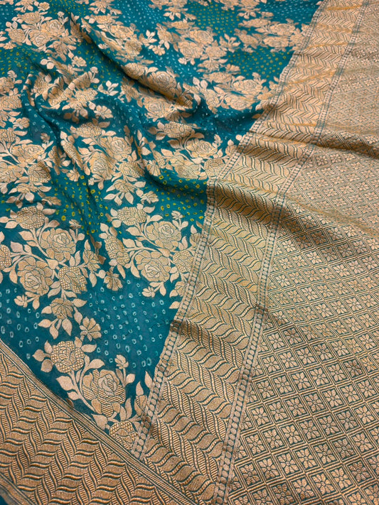 Pure Chiffon Rama Green Colour Suit Set