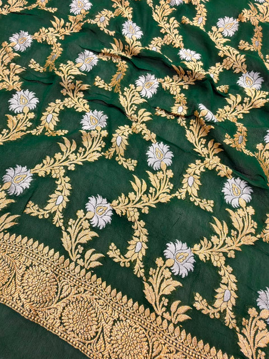 Pure Chiffon Green Colour Suit Set