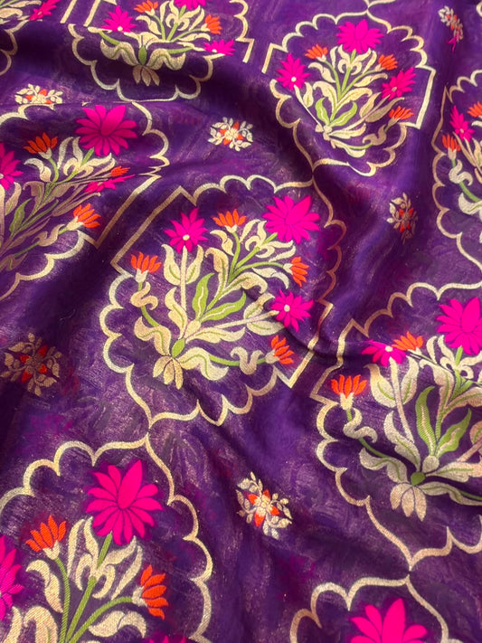 Purple Colour Organza Silk Suit Set